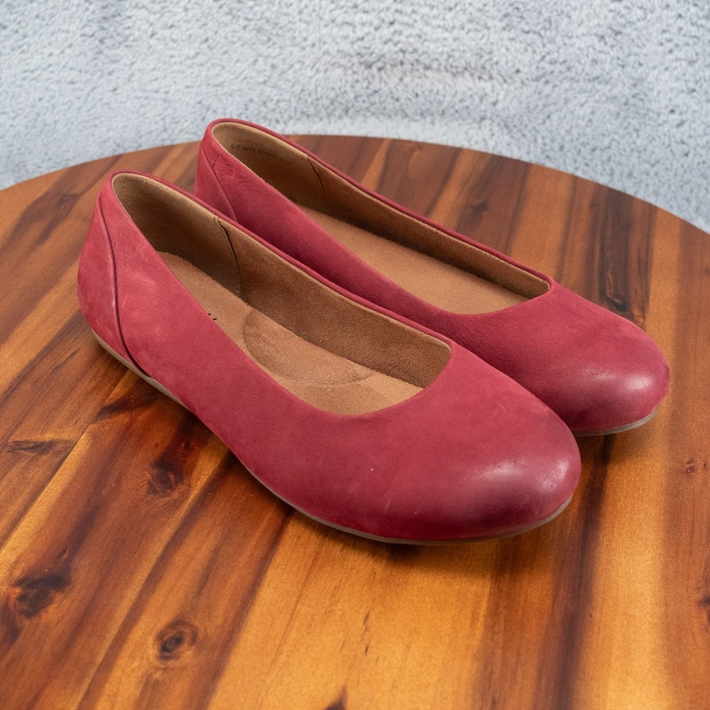 Softwalk Sonoma Leather Ballet Flats In Red Leather Women's Size 9.5WW $115